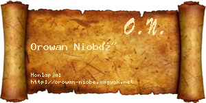 Orowan Niobé névjegykártya